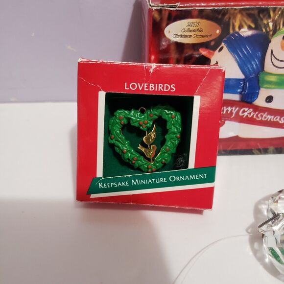 Christmas Tree Ornaments Lot Of 4 Twitty,  Snowmen, Lovebirds, Heart Holidays - Picture 3 of 6